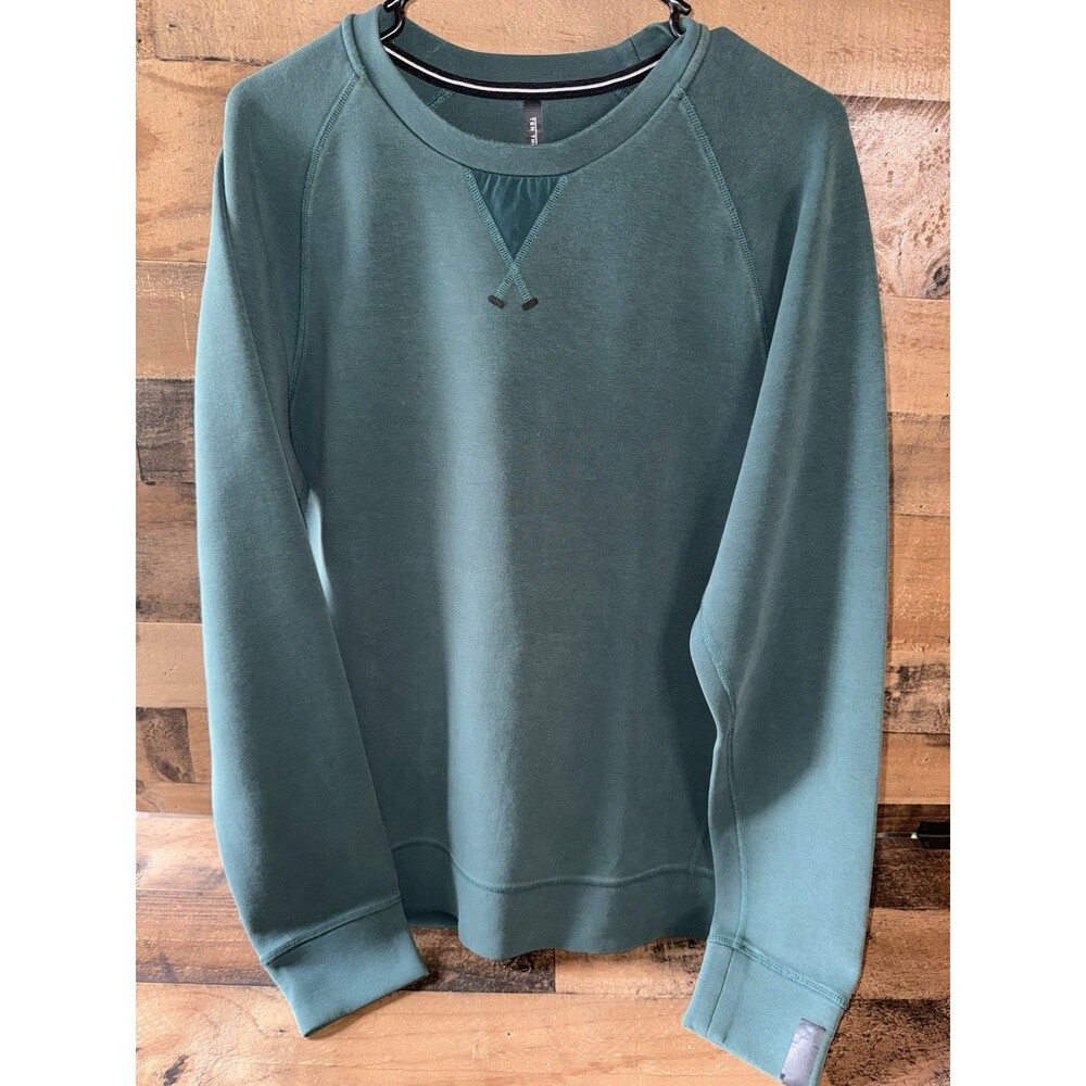 Ten Thousand Sweatshirt Mens Large Green Recover Crew Heavyweight Stretch Logo